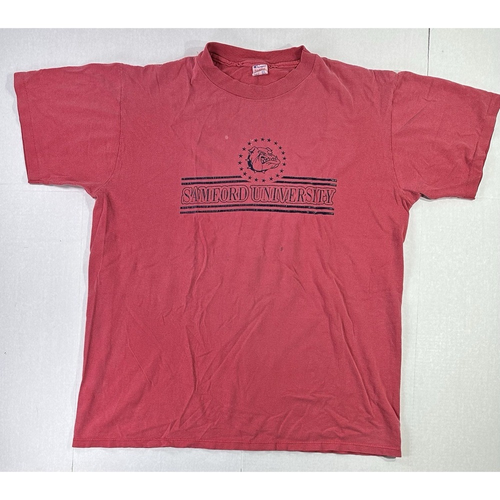 Vintage Samford University Bulldogs T-Shirt Red Adult XL 80s 90s